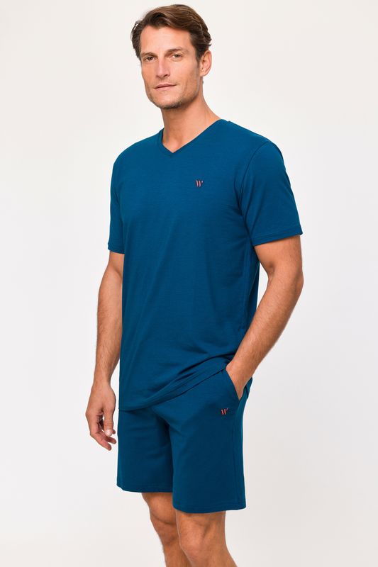 Herenpyjama, Woody Studio, Blauw