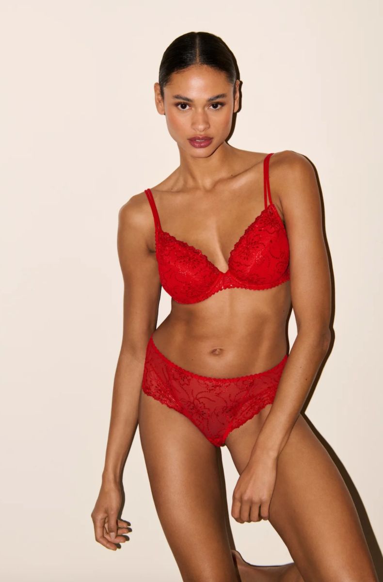 Push up beha; uitneembare pads, Marie Jo, Jane, True Red