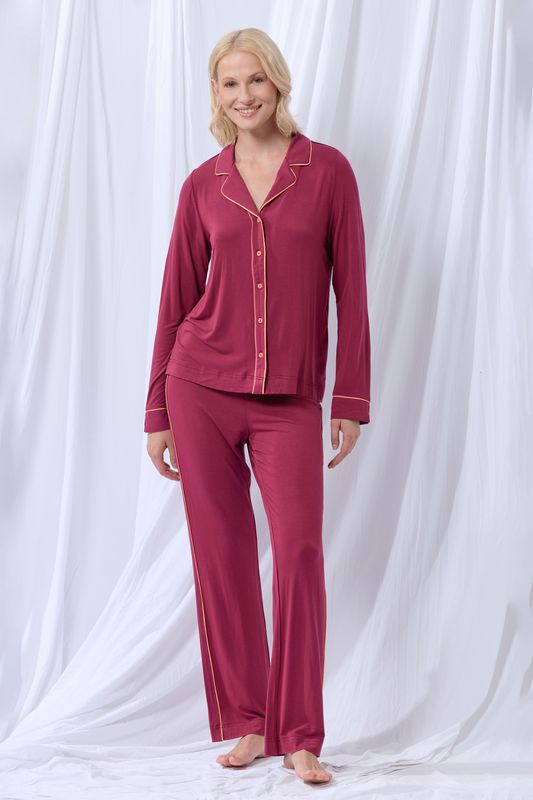 Damespyjama, LordsxLilies, Wijnrood met oranje details