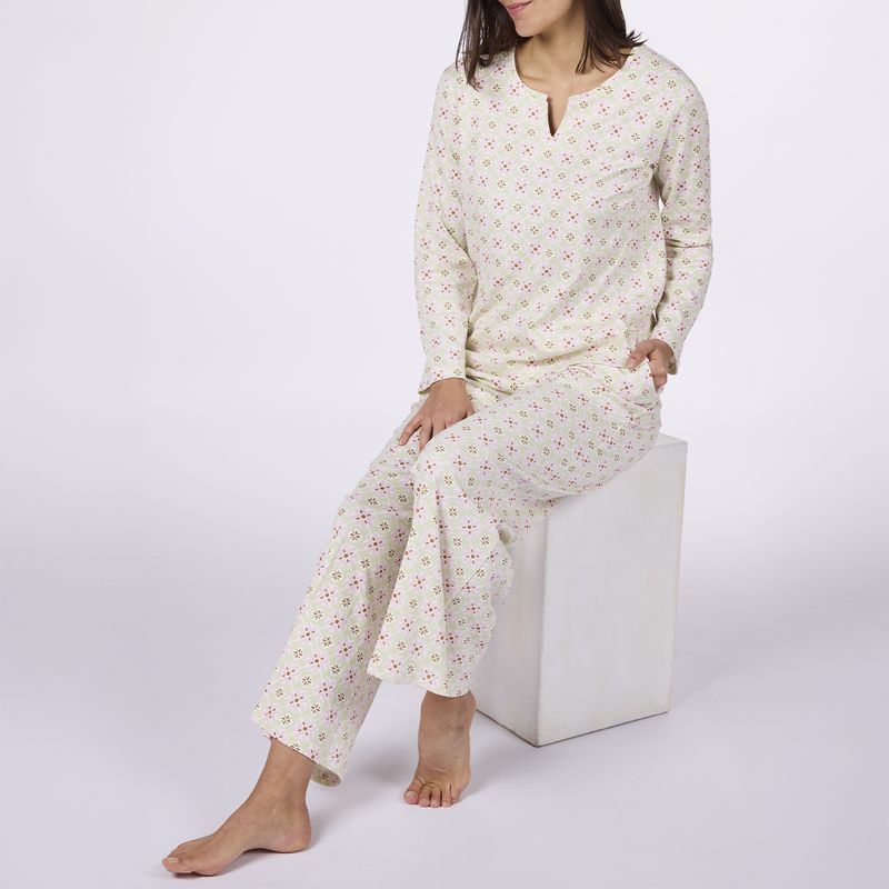 Damespyjama, Canat, Lichtgroen / roze print