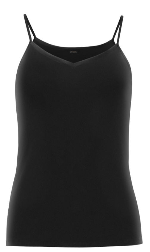 Top, katoen, fijne schouderbandjes, Oroblu, Zwart