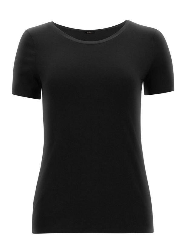 Top, katoen, T-shirt model, Oroblu, Zwart