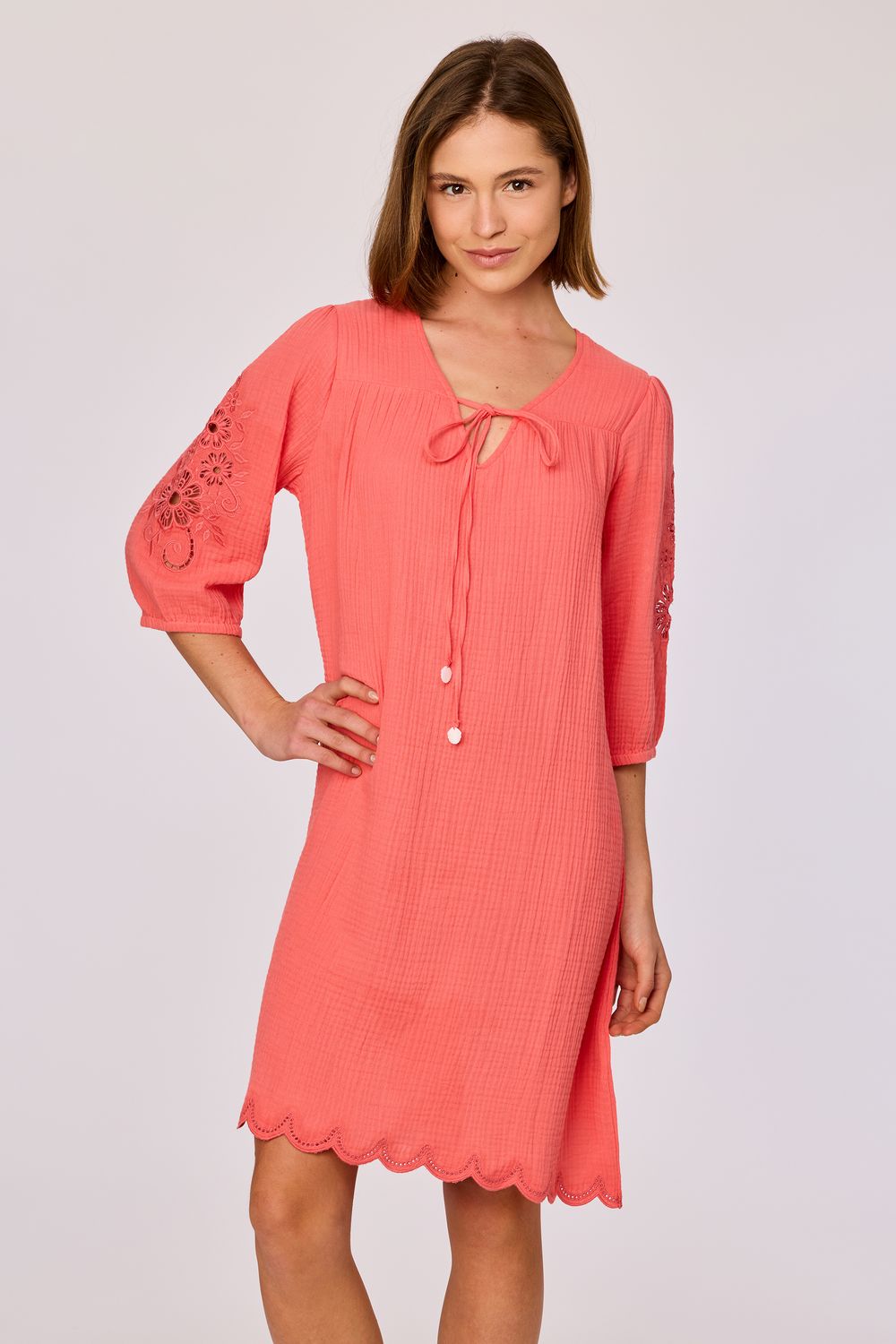 Zomerjurk, Woody, 3/4 mouwen, Rood roze Zomerjurk, Woody, 3/4 mouwen, Rood roze