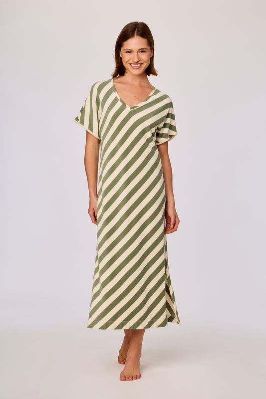 Zomerjurk, Woody, Groen crème gestreept