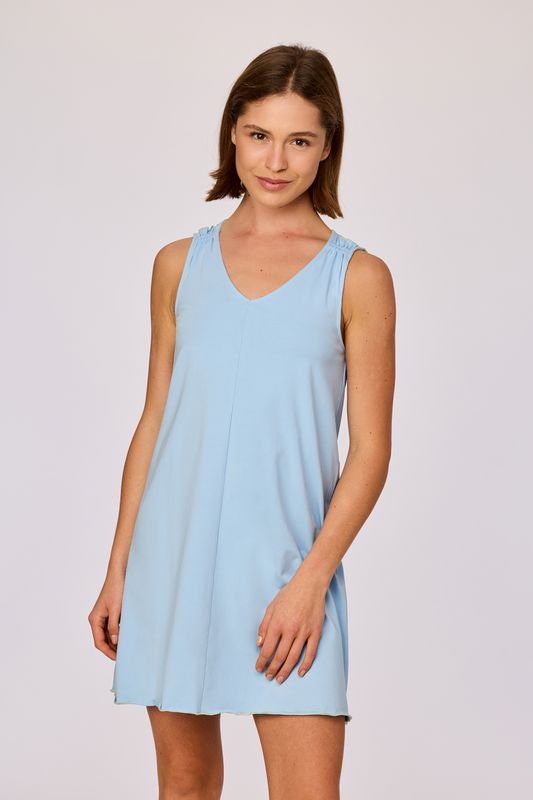 Mouwloos nachtkleed, Woody, Lichtblauw