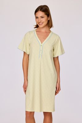 Nachtkleed met korte mouwen, Woody, Schelpjes fris groen