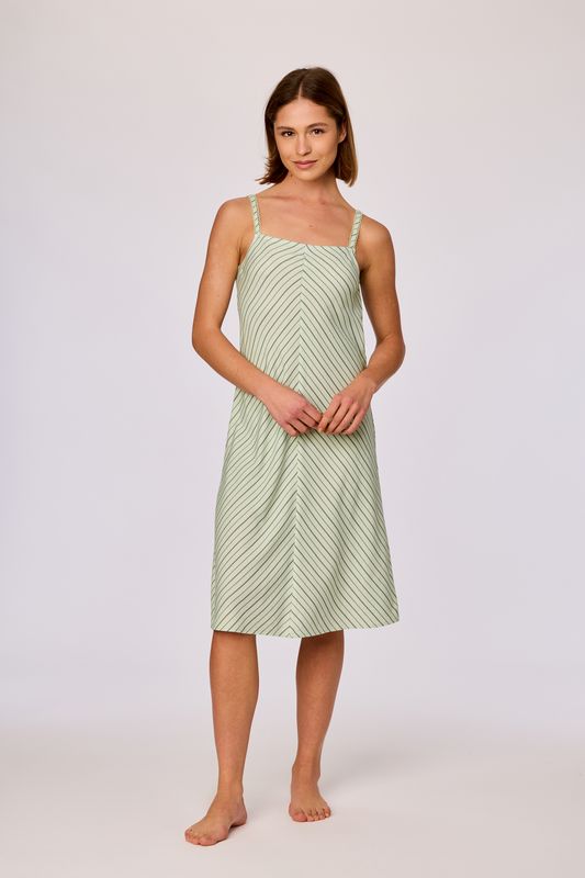 Nachtkleed / jurk met spaghettibandjes, Woody, Groen gestreept