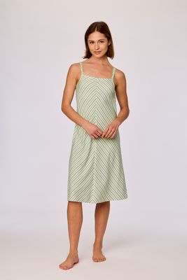 Nachtkleed / jurk met spaghettibandjes, Woody, Groen gestreept