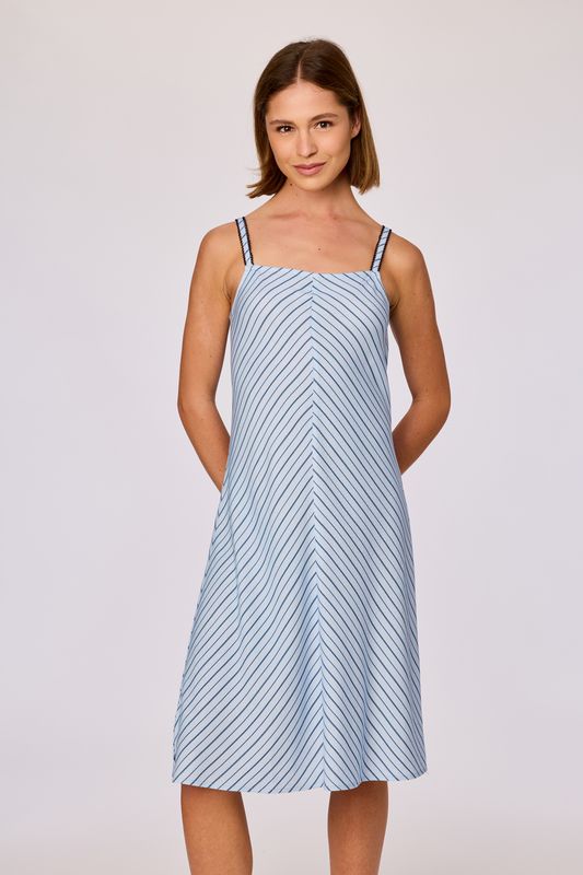 Nachtkleed / jurk met spaghettibandjes, Woody, Blauw gestreept