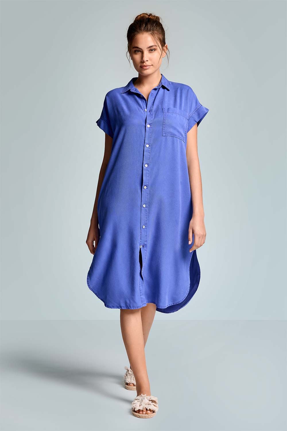 Doorknoop jurk, Iconique, Indigo blauw Doorknoop jurk, Iconique, Indigo blauw