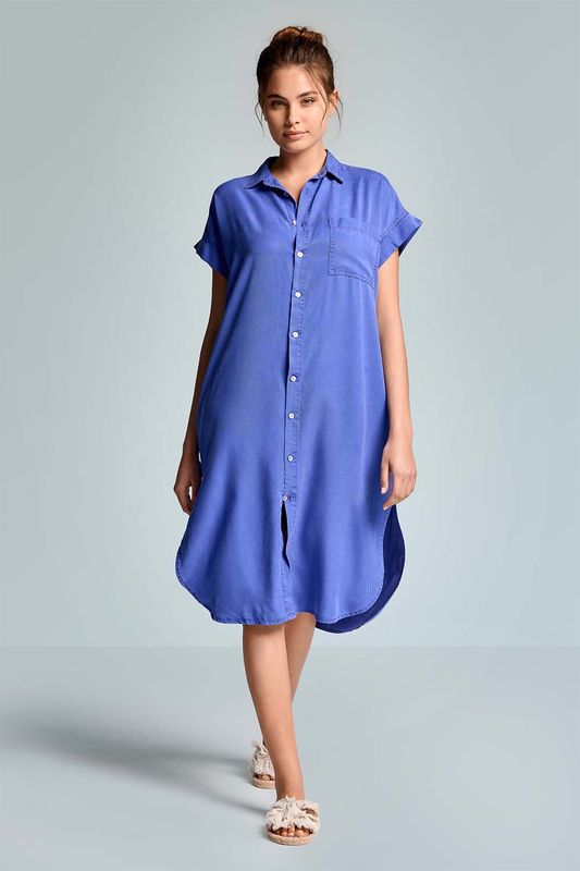 Doorknoop jurk, Iconique, Indigo blauw