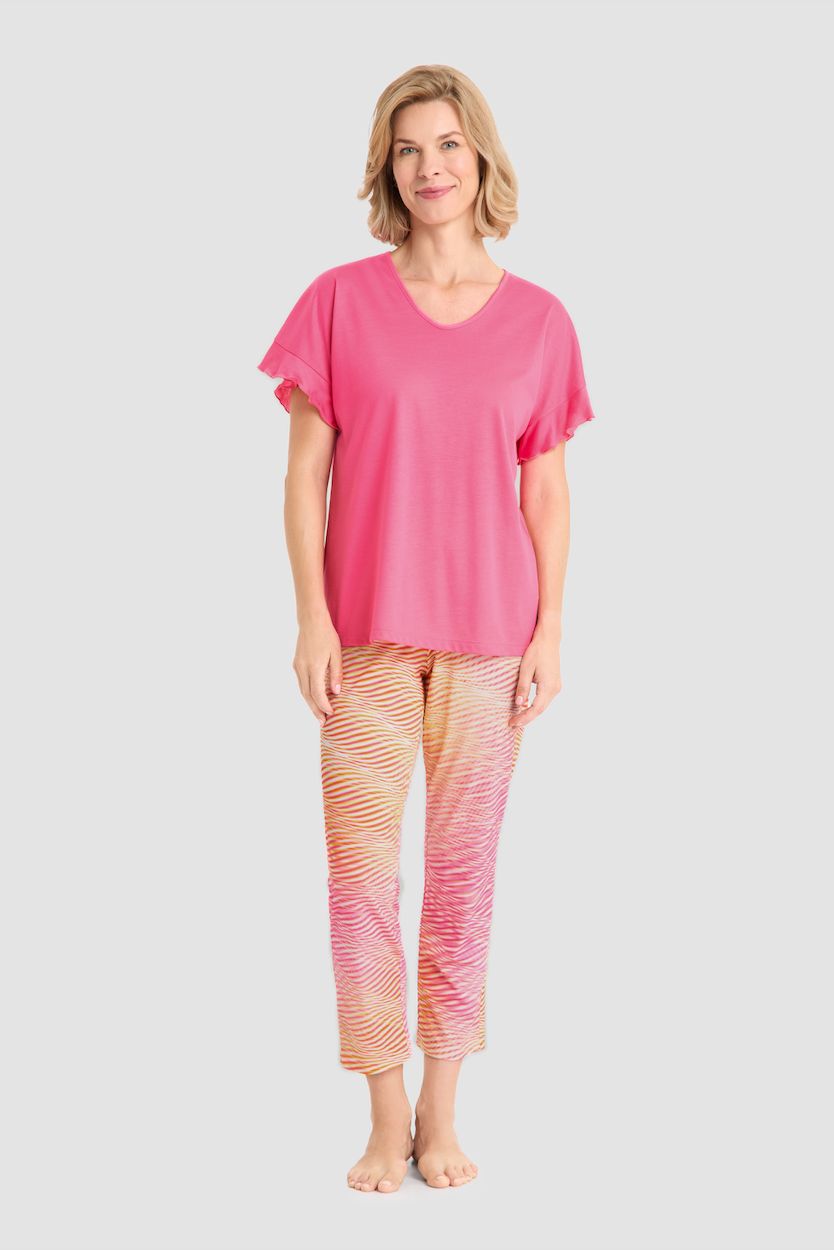 Damespyjama, Rösch, Fuchsia / print Damespyjama, Rösch, Fuchsia / print