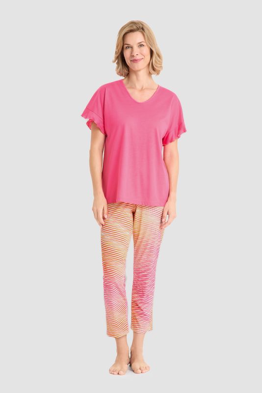 Damespyjama, Rösch, Fuchsia / print Damespyjama, Rösch, Fuchsia / print