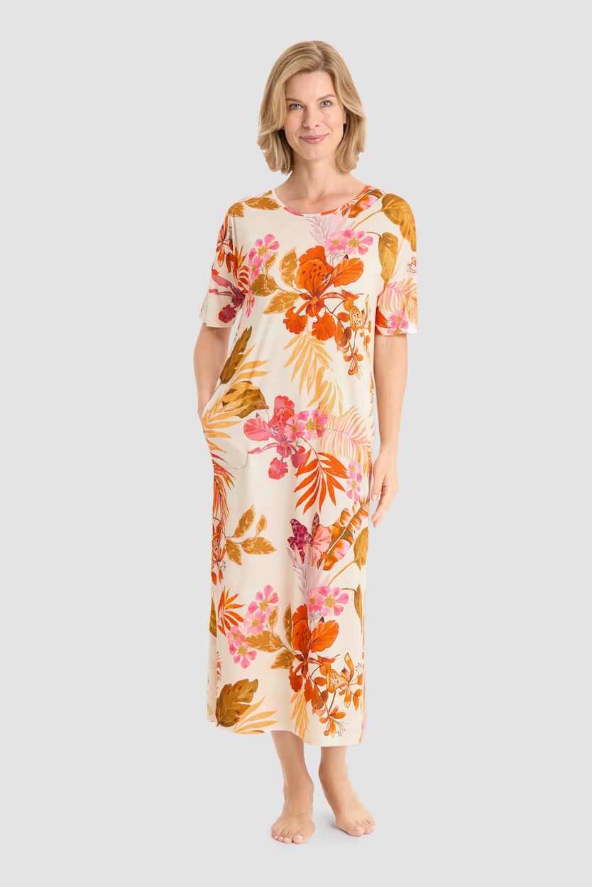 Lang nachtkleed, Rösch, Multicolor