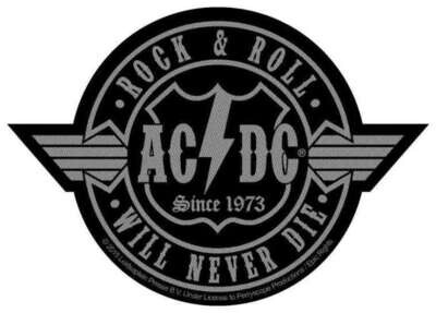 AC/DC Small Patch: Rock & Roll Will Never Die (cut out)