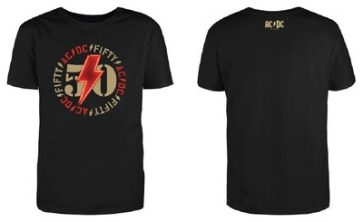 AC/DC T-shirt: 50 Years AC/DC Red Bolt