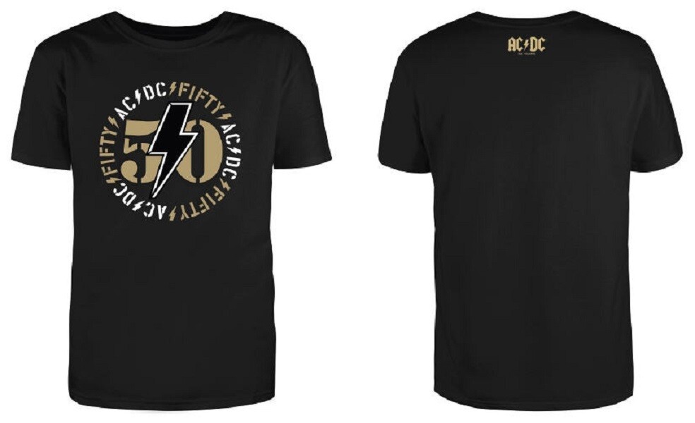 AC/DC T-shirt: Fifty Years AC/DC Black Bolt, Size: S