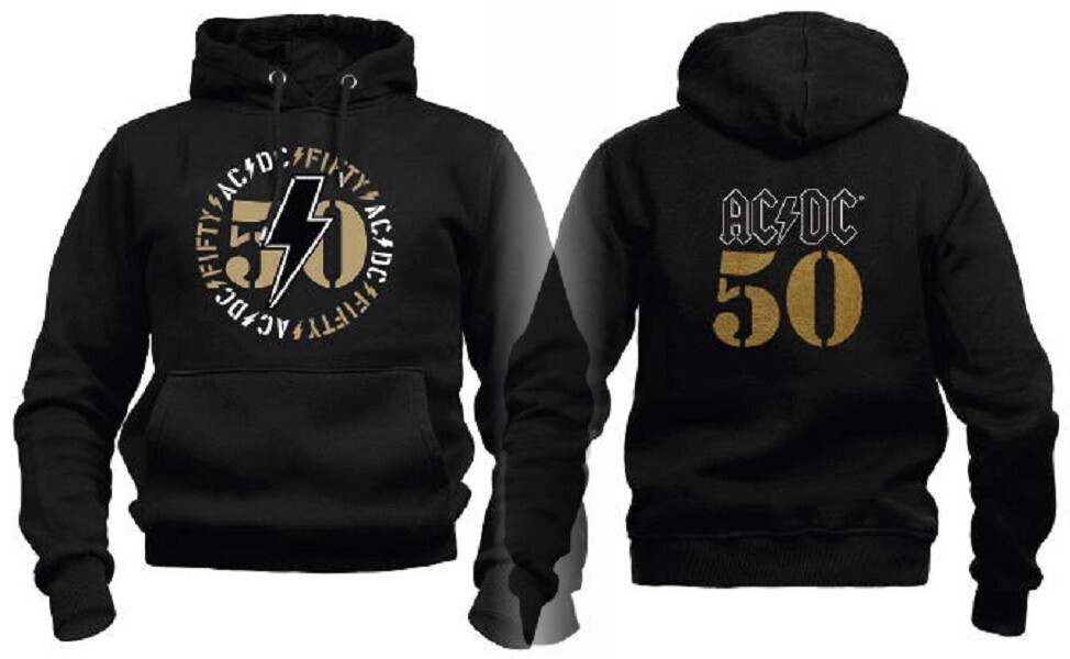 AC/DC Hoody: Fifty Years AC/DC Black Bolt, Size: S