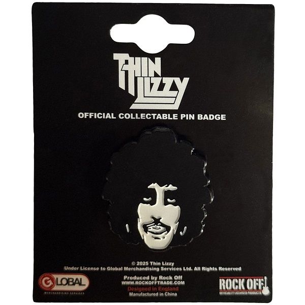 Thin Lizzy Metal Pin badge: Phil Portrait