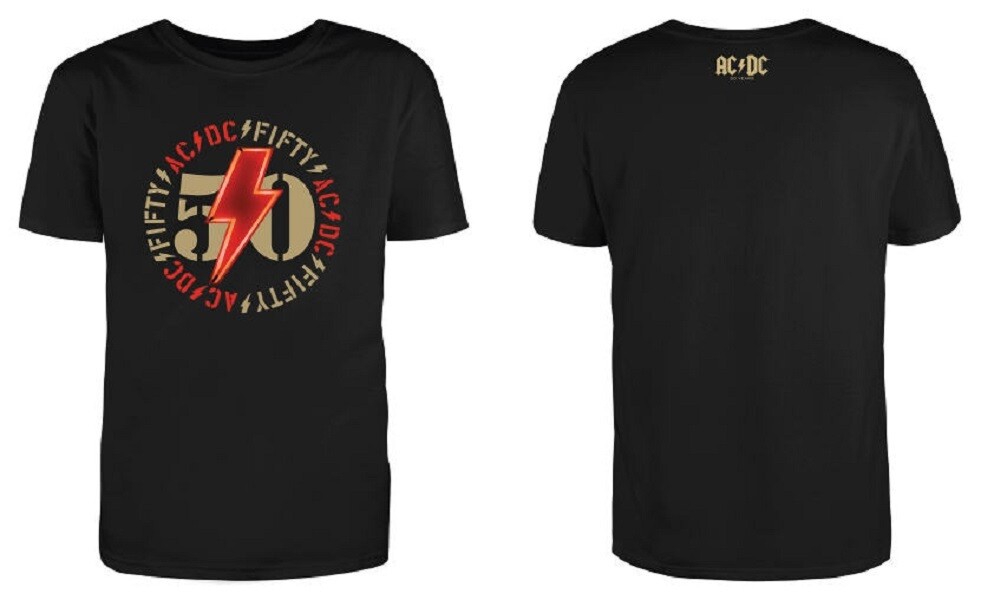 AC/DC T-shirt: 50 Years AC/DC Red Bolt