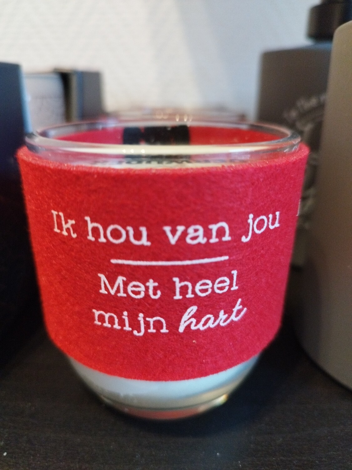 Kaars in glas met tekst