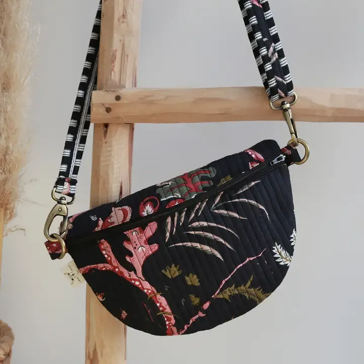 Schoudertas Flower zwart
