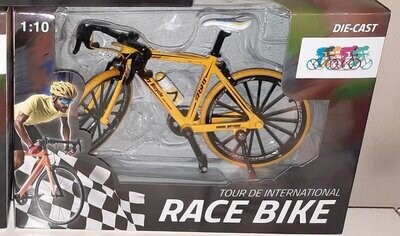 Die Cast metalen Miniatuur koersfiets Race Bike 1:10 geel