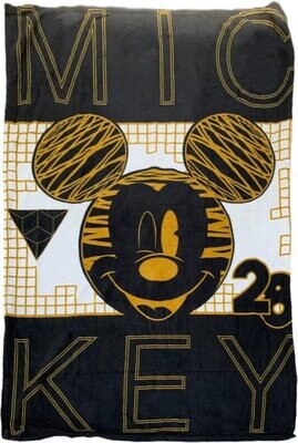 Fleecedeken Mickey Junior 150 Cm Fleece Zwart/goud