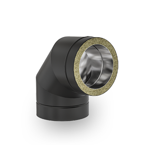 BOCHT 90° DS INOX DW ZWART Ø80 mm