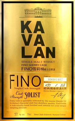Kavalan Solist Fino - 57° - Cask S060814017