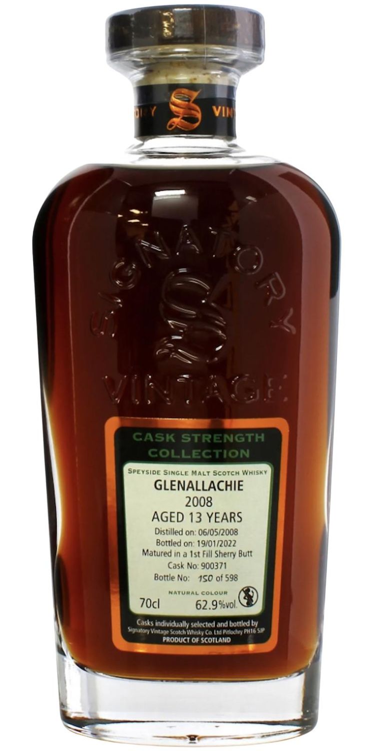Glenallachie 2008  cask 900371- Signatory Vintage Cask Strength  62,9%