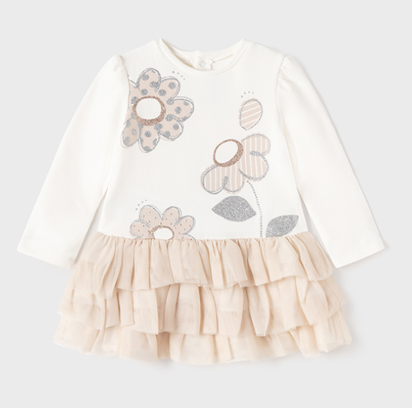 Mayoral Baby Kleedje tull beige
