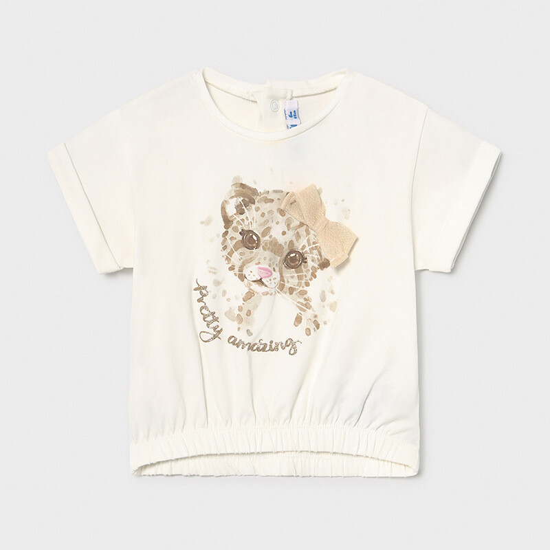Mayoral baby t-shirt tijger met beige strik
