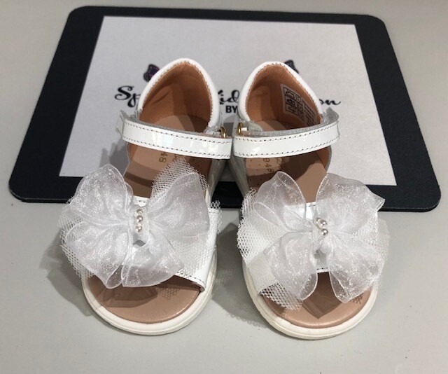 Clarys sandalen wit doorschijnend strik