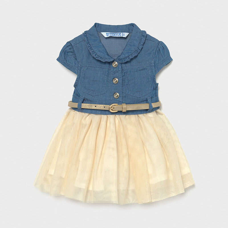 Mayoral Jeans kleedje beige tull