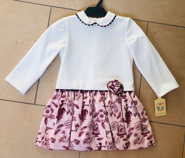 Isamar Kleedje wit Roze met prints