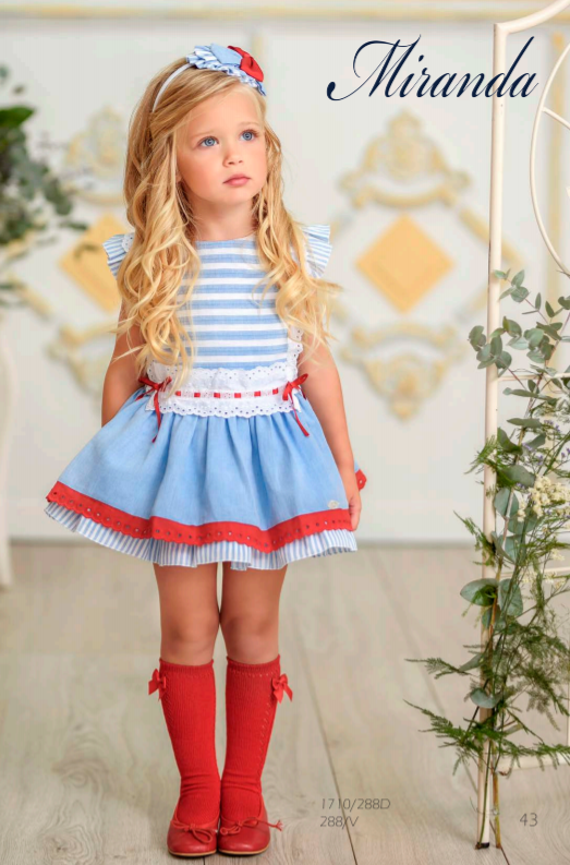 Miranda kleedje blauw rood