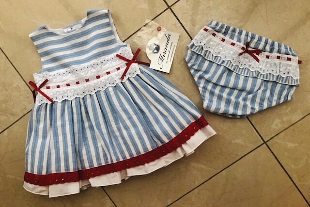 Miranda Baby blauw rood kleedje
