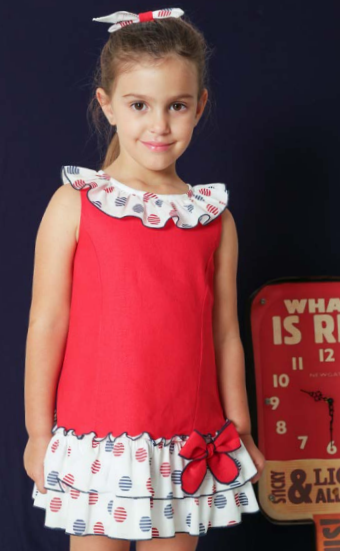 Cuka Rood kleedje met wit kraag