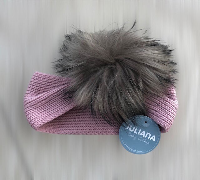 Juliana haarband met Pompon ROOS