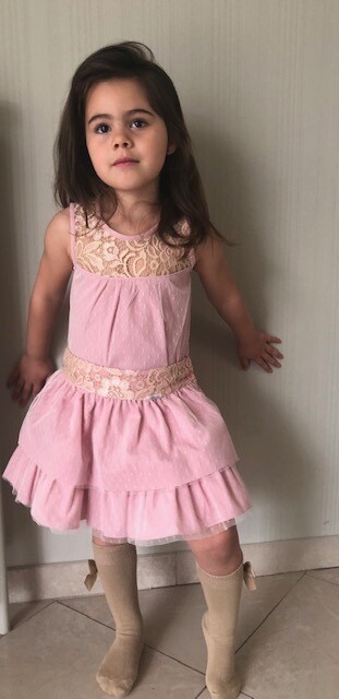 Miranda Roze setje met beige tull