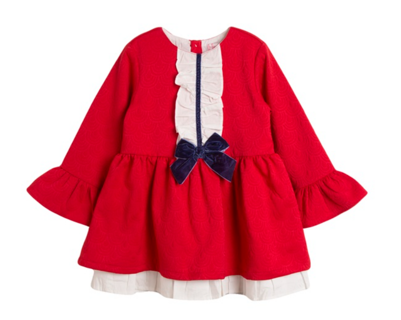 Newness Rood kleed met blauwe strik