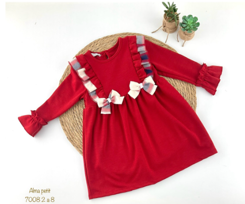 Alma Petit Rood kleedje met strikjes