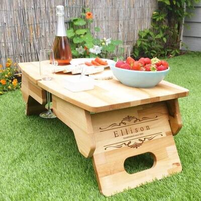 Opvouwbare wijn/champagne picknicktafel.