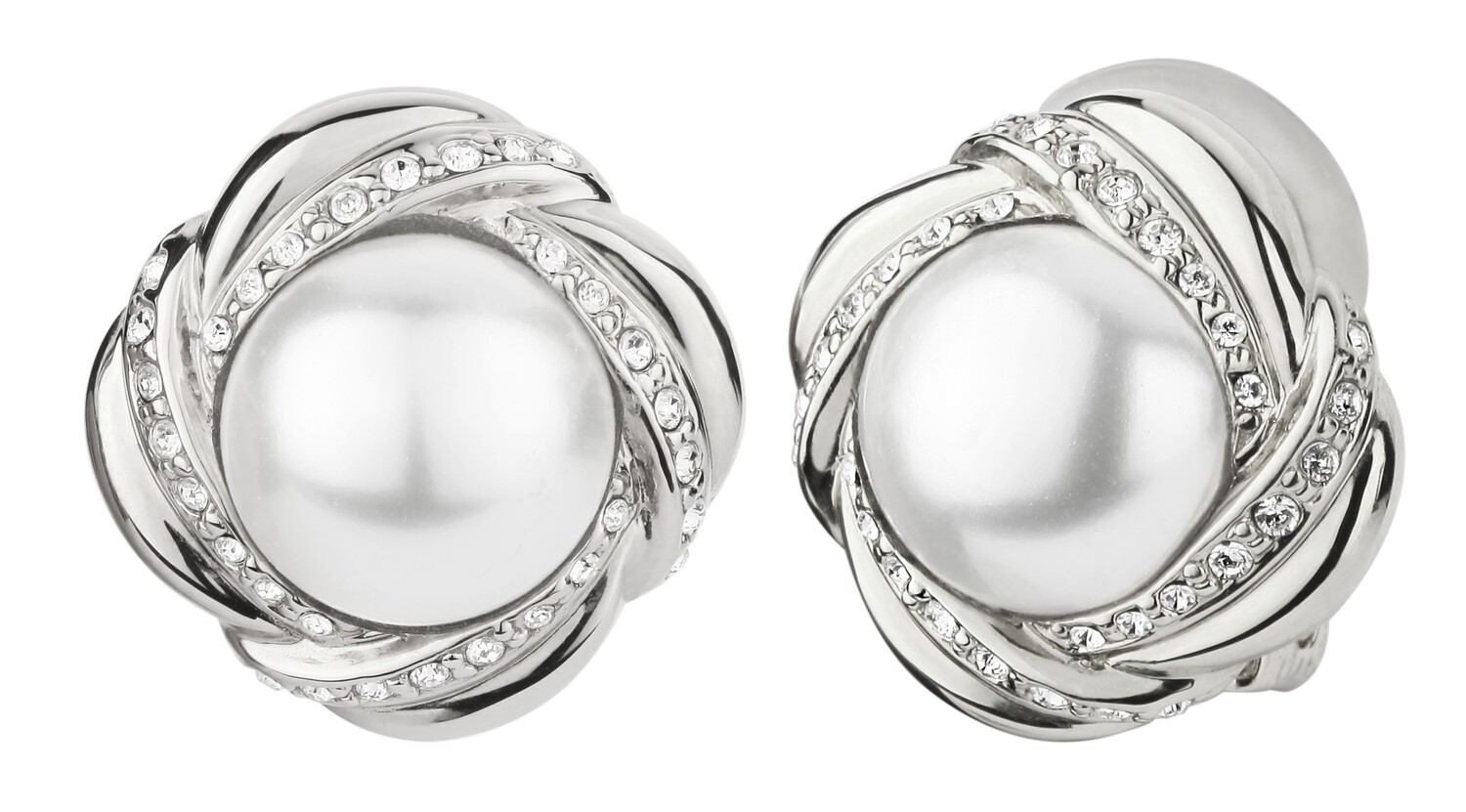 CLIP  RH. WHITE PEARL/ CRYSTAL 10 MM