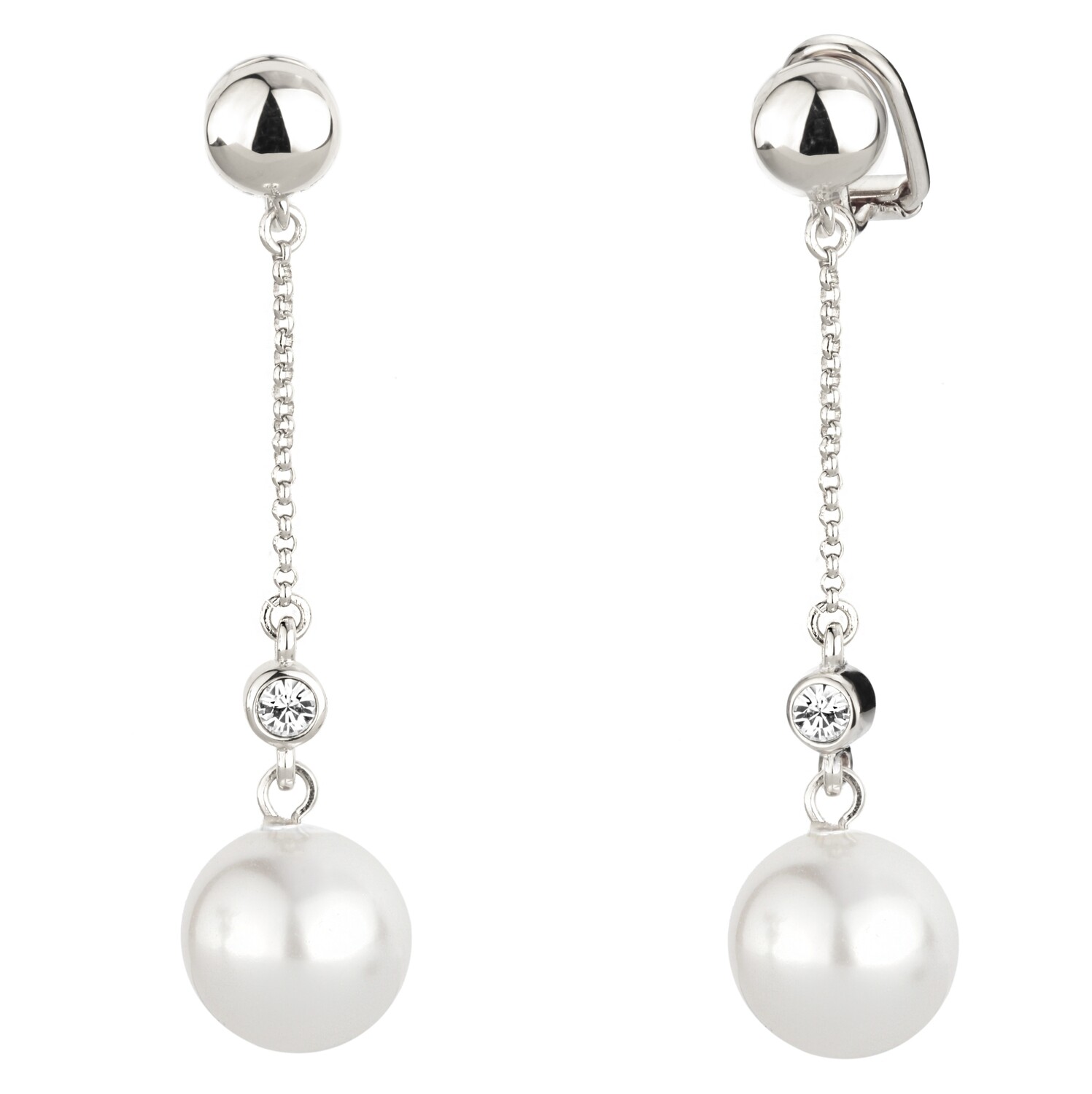 CLIP PENDANT  RH WHITE PEARL/CRYSTAL. 12 MM