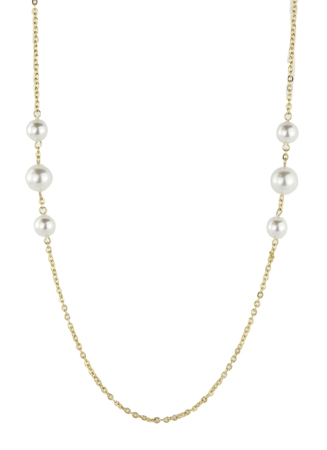 CHAINE.   90 CM    GO.    PEARL/WHITE.  8+18 CM