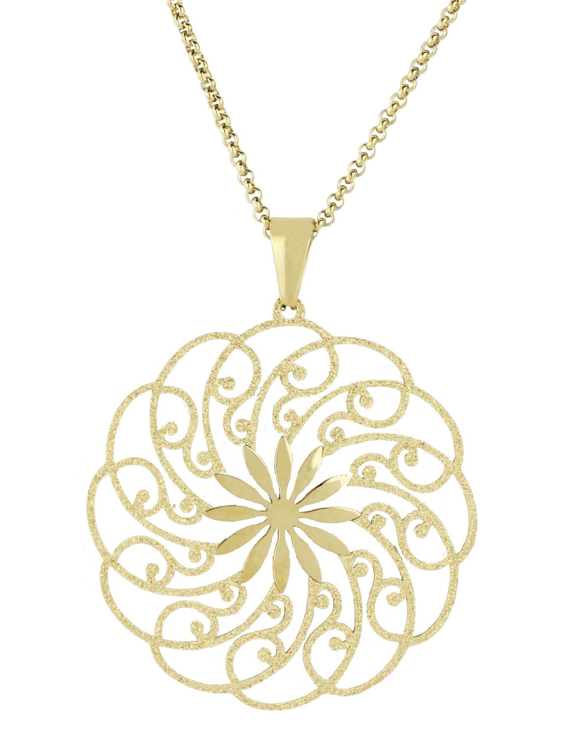 CHAINE + PENDANT.    STEEL.   GO.    60 CM