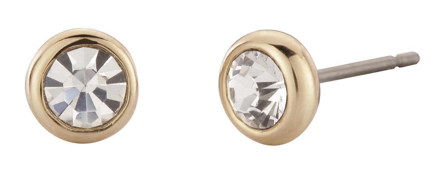 PEARCED EARRINGS GO  CRYSTAL. 4 MM
