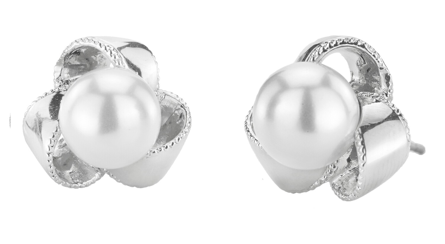 PEARCED EARRINGS.   RH.  8 MM WHITE PEARL